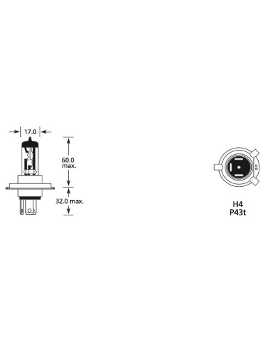 Bombilla (Halógeno), 12V, 55W, P43t