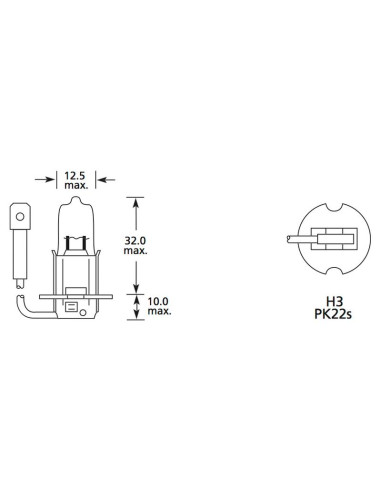Bombilla (Halógeno), 12V, 55W, PK22s