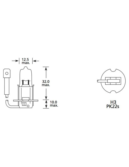 Bombilla (Halógeno), 12V, 55W, PK22s