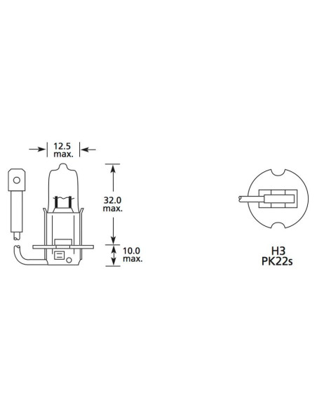 Bombilla (Halógeno), 12V, 55W, PK22s