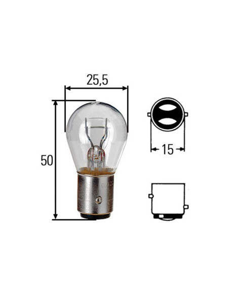 Bombilla (Halógeno), 12V, 5W, BAY15d