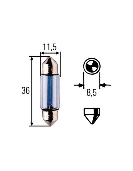 Bombilla (Halógeno), 12V, 5W, SV8.5-8