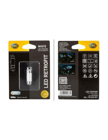 Bombilla (LED), 12V, 1W, SV8.5-8