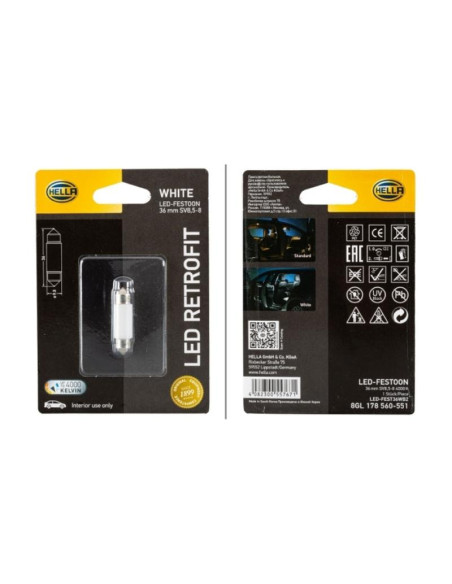 Bombilla (LED), 12V, 1W, SV8.5-8