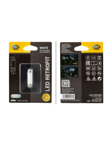 Bombilla (LED), 12V, 1W, SV8.5-8