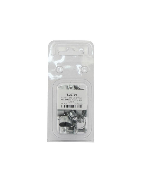 Mini Abrazadera, Ø mín.11mm, Máx. Ø14mm, 10 pzas. Blister.