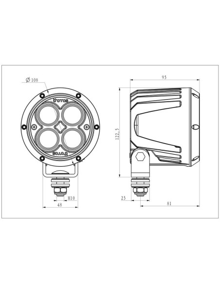 LED Faro de Trabajo (Cree Alta Potencia), Interference: Class 3, 4300 Lúmenes Nominales, 10-60V