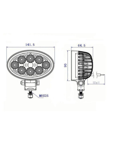 LED Faro de Trabajo, Interference: Class 1, 3000 Lúmenes Nominales, 10-30V