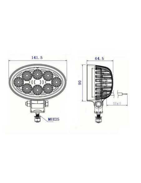 LED Faro de Trabajo, Interference: Class 3, 1600 Lúmenes Nominales, 10-30V