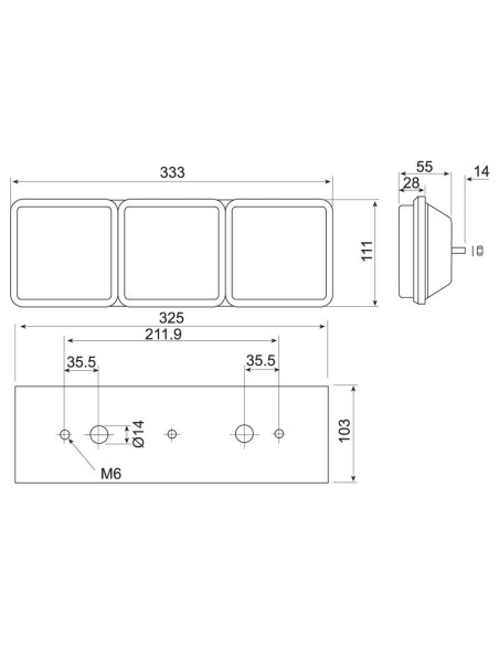 Luz Combinación Trasera Halógena 12V, Dcha/Izda