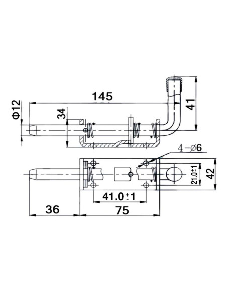 Cerrojos De Muelle, Ø tornillo13mm, Tamaño de la placa: 75mm x 40mm