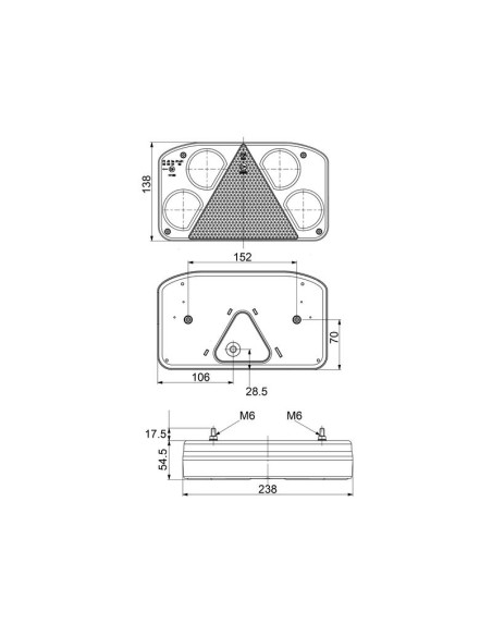 LED Piloto Traseros, Función: 6 - Freno / Posición / Intermitente / Antiniebla / Marcha Atrás / Luz Matrícula, Dcho., 12-24V