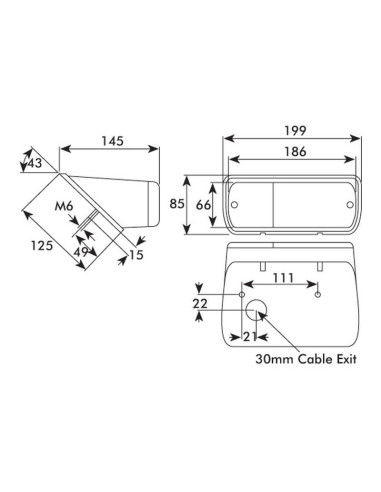 Luz Combinación Trasera Halógena 12V, Izdo.