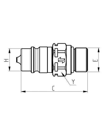 Faster Flat Faced Hydraulic Coupling Macho 1/2'' Tamaño del cuerpo x M22 x 1.50 métrica Macho