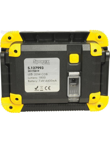 Luz Trabajo Taller LED Recargable con Cargador de Batería, 20W.