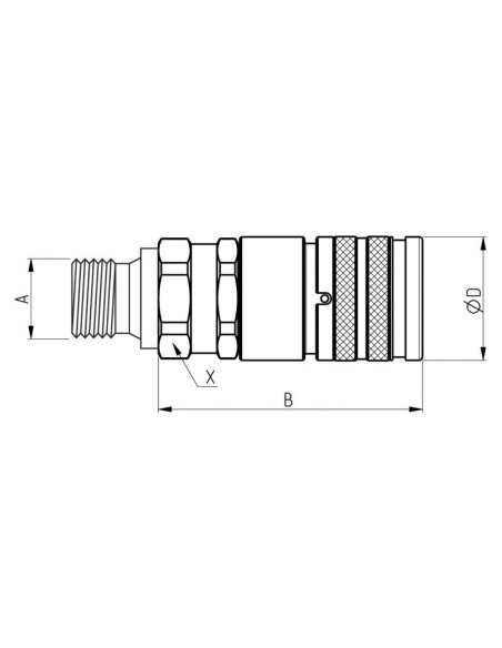 Faster Acoplamiento Hidráulico Cara Plana Hembra 3/8'' Tamaño del cuerpo x M22 x 1.50 métrica Macho