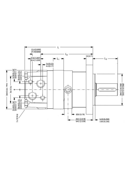Trale Motor hidraúlico OMS160 160cc/rev con 32mm Cilíndrico eje