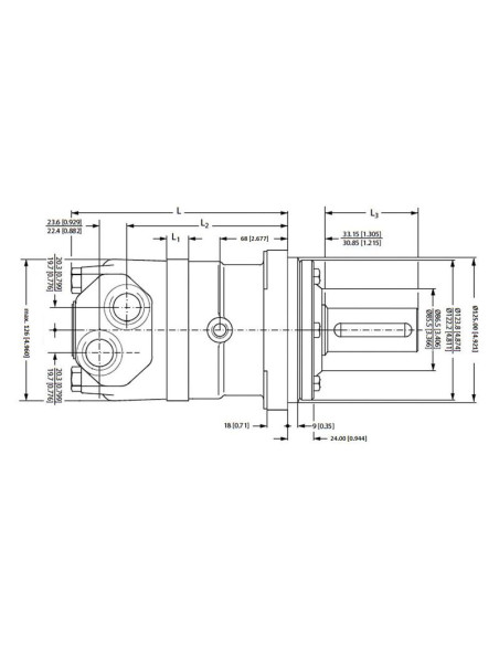 Trale Motor hidraúlico OMT250 250cc/rev con 40mm Cilíndrico eje