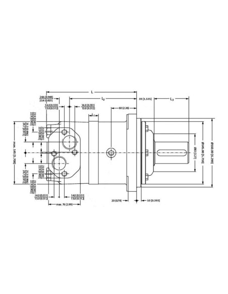 Trale Motor hidraúlico OMV800 800cc/rev con 50mm Cilíndrico eje
