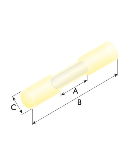 Conector de soldadura aislado termorretráctil Amarillo