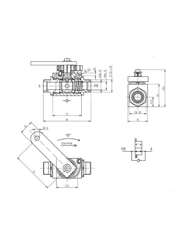 Sparex Válvula Corte 2 Vías M22 x 1.50 métrica...
