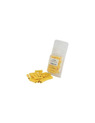Terminal de bala preaislado, Doble Agarre - Hembra, 5.0mm, Amarillo (4.0 - 6.0mm) (Blister 25 pzas.)