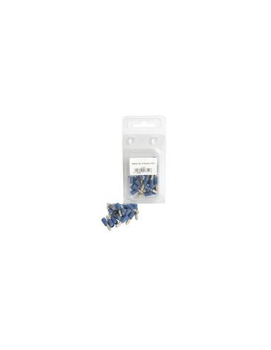 Terminal de bala preaislado, Doble Agarre - Macho, 4.0mm, Azul (1.5 - 2.5mm) (Blister 25 pzas.)