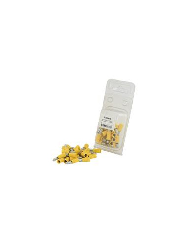 Terminal de bala preaislado, Doble Agarre - Macho, 5.0mm, Amarillo (4.0 - 6.0mm) (Blister 25 pzas.)