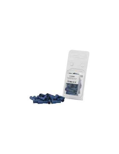 Terminal de bala preaislado, Doble Agarre - Macho, 5.0mm, Azul (1.5 - 2.5mm) (Blister 25 pzas.)