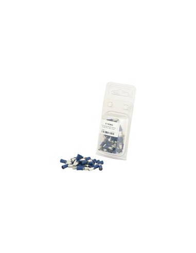 Terminal de bala preaislado, Doble Agarre - Macho, 5.0mm, Azul (1.5 - 2.5mm) (Blister 25 pzas.)