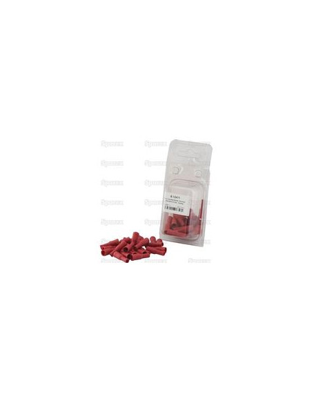 Terminal de bala preaislado, Standard Grip - Hembra, 4.0mm, Rojo (0.5 - 1.5mm) (Blister 25 pzas.)