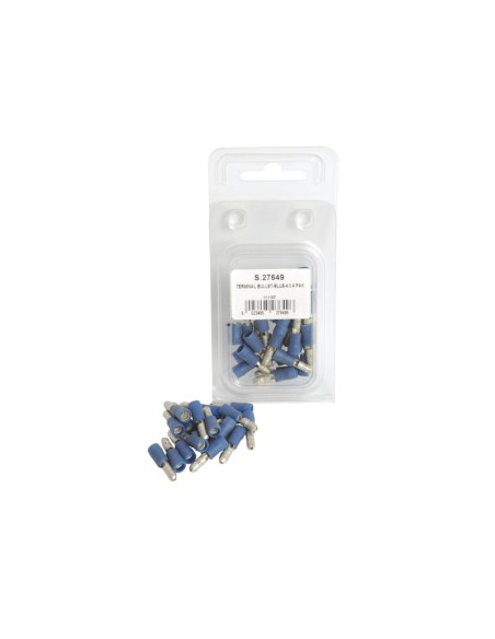 Terminal de bala preaislado, Standard Grip - Macho, 4.0mm, Azul (1.5 - 2.5mm) (Blister 25 pzas.)