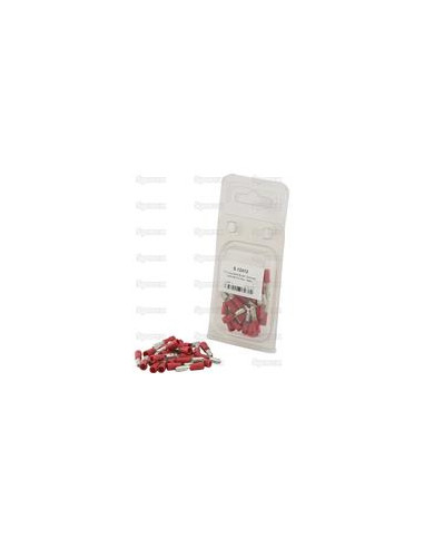 Terminal de bala preaislado, Standard Grip - Macho, 4.0mm, Rojo (0.5 - 1.5mm) (Blister 25 pzas.)