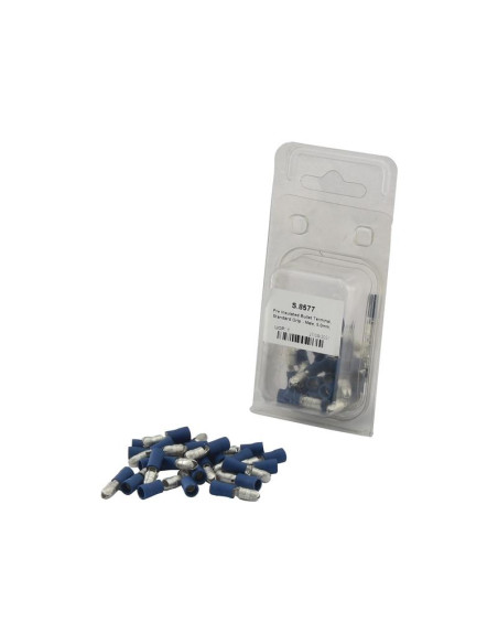 Terminal de bala preaislado, Standard Grip - Macho, 5.0mm, Azul (1.5 - 2.5mm) (Blister 25 pzas.)