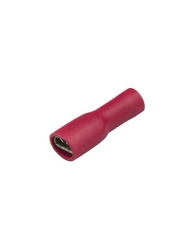 Terminal de horquilla preaislado - Totalmente aislado, Doble Agarre - Hembra, 6.3mm, Rojo (0.5 - 1.5mm), (Bolsa