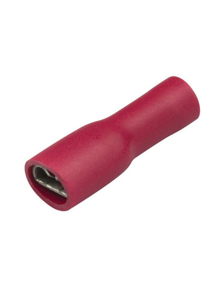 Terminal de horquilla preaislado - Totalmente aislado, Doble Agarre - Hembra, 6.3mm, Rojo (0.5 - 1.5mm), (Bolsa