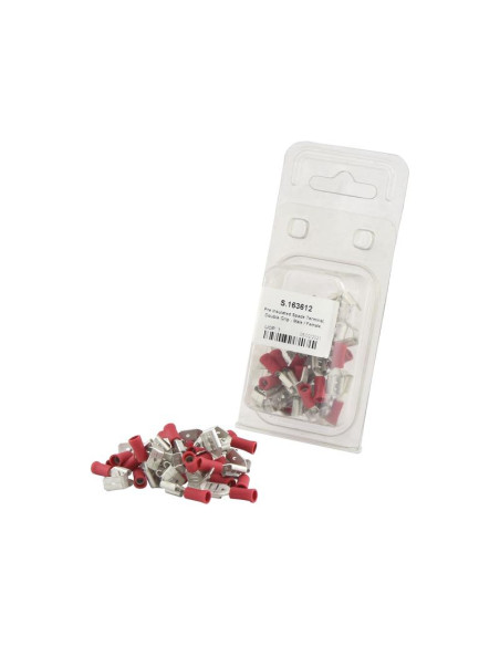 Terminal, Doble Agarre - Female Spade with Male Branch, 6.3mm, Rojo (0.5 - 1.5mm) (Blister 25 pzas.)