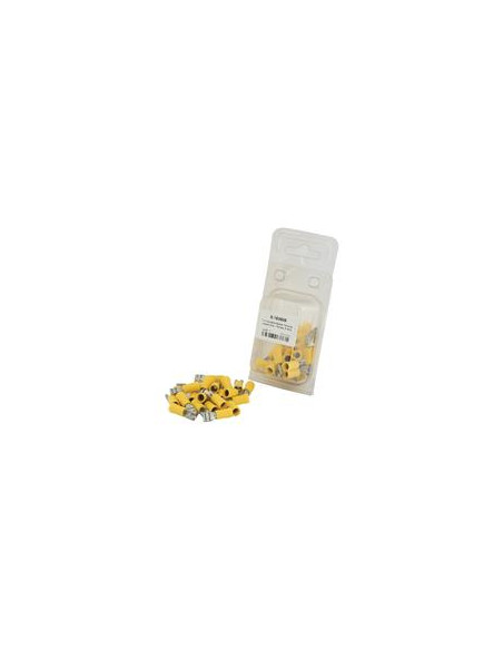 Terminal, Doble Agarre - Hembra, 6.3mm, Amarillo (4.0 - 6.0mm) (Blister 25 pzas.)