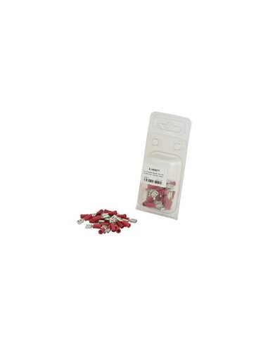 Terminal, Doble Agarre - Hembra, 6.3mm, Rojo (0.5 - 1.5mm) (Blister 25 pzas.)