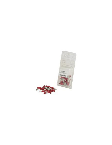 Terminal, Doble Agarre - Hembra, 6.3mm, Rojo (0.5 - 1.5mm) (Blister 25 pzas.)