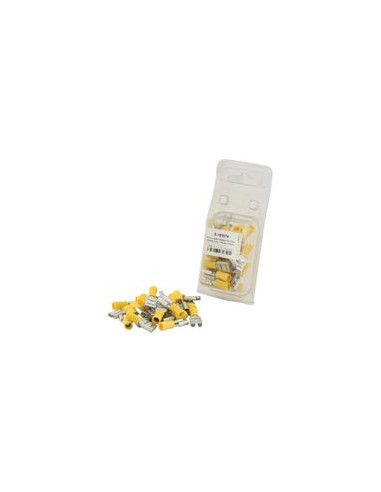 Terminal, Doble Agarre - Hembra, 9.5mm, Amarillo (4.0 - 6.0mm) (Blister 25 pzas.)