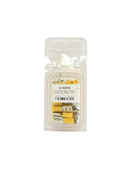 Terminal, Doble Agarre - Hembra, 9.5mm, Amarillo (4.0 - 6.0mm) (Blister 25 pzas.)