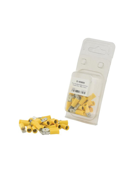 Terminal, Doble Agarre - Macho, 6.3mm, Amarillo (4.0 - 6.0mm) (Blister 25 pzas.)