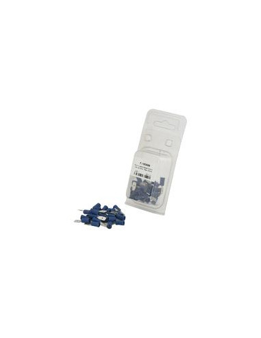 Terminal, Doble Agarre - Macho, 6.3mm, Azul (1.5 - 2.5mm) (Blister 25 pzas.)