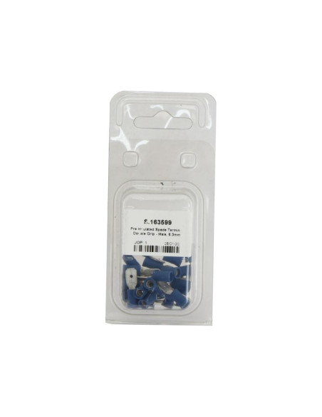 Terminal, Doble Agarre - Macho, 6.3mm, Azul (1.5 - 2.5mm) (Blister 25 pzas.)