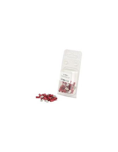 Terminal, Doble Agarre - Macho, 6.3mm, Rojo (0.5 - 1.5mm) (Blister 25 pzas.)
