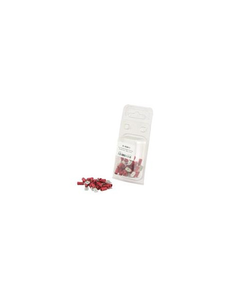 Terminal, Doble Agarre - Macho, 6.3mm, Rojo (0.5 - 1.5mm) (Blister 25 pzas.)