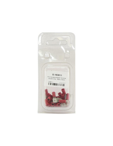 Terminal, Doble Agarre - Macho, 6.3mm, Rojo...