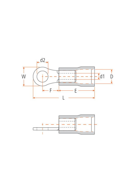 Terminal, Doble Agarre, 8.4mm, Amarillo (4.0 - 6.0mm) (Blister 25 pzas.)