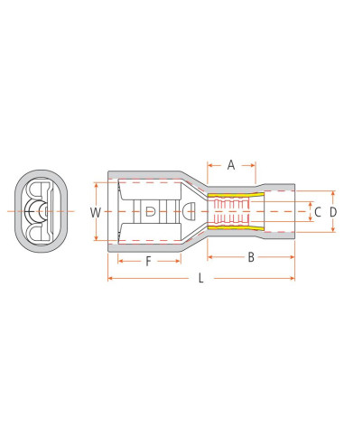 Terminal, Standard Grip - Hembra, 6.3mm,...